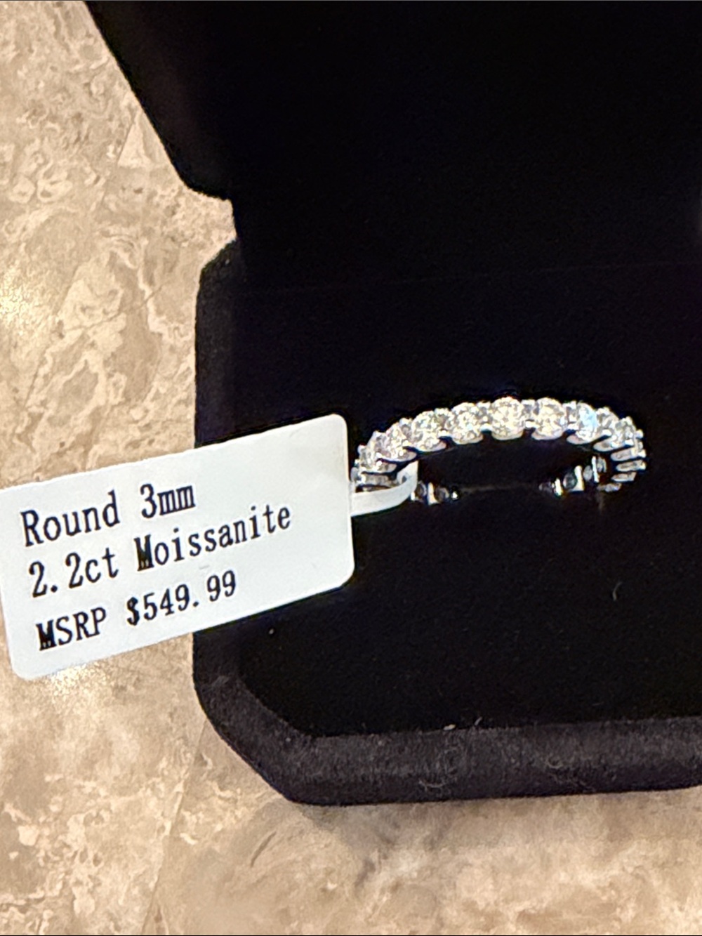Sterling Silver Eternity Band Ring Size 7 - Clear Stones 2.2 Carats MOISSANITE